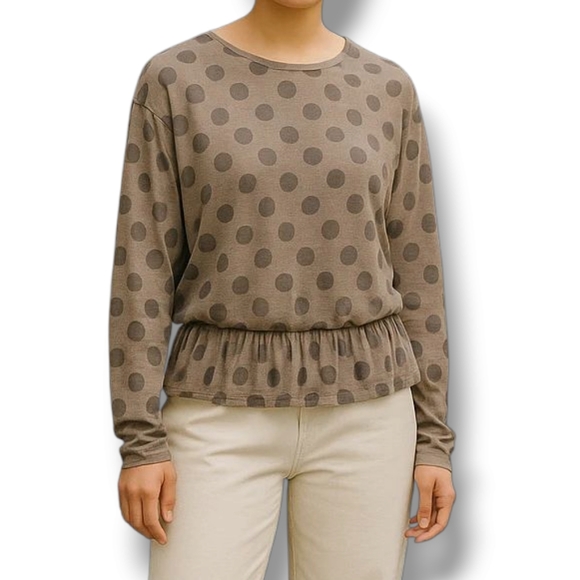 Zara Long Sleeve Polka Dot Top Size Medium - Picture 1 of 10